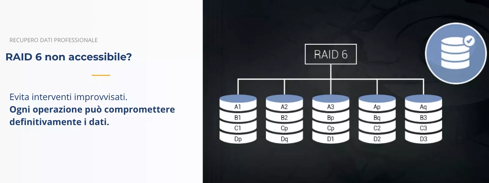 recupero dati RAID 6 con dischi multipli in server danneggiato